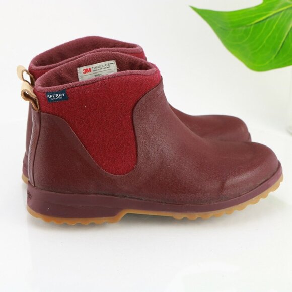 Sperry Womens Maritime Gale Boot Size 9 Burgundy Waterproof Snow Pull On Chelsea - Picture 5 of 12